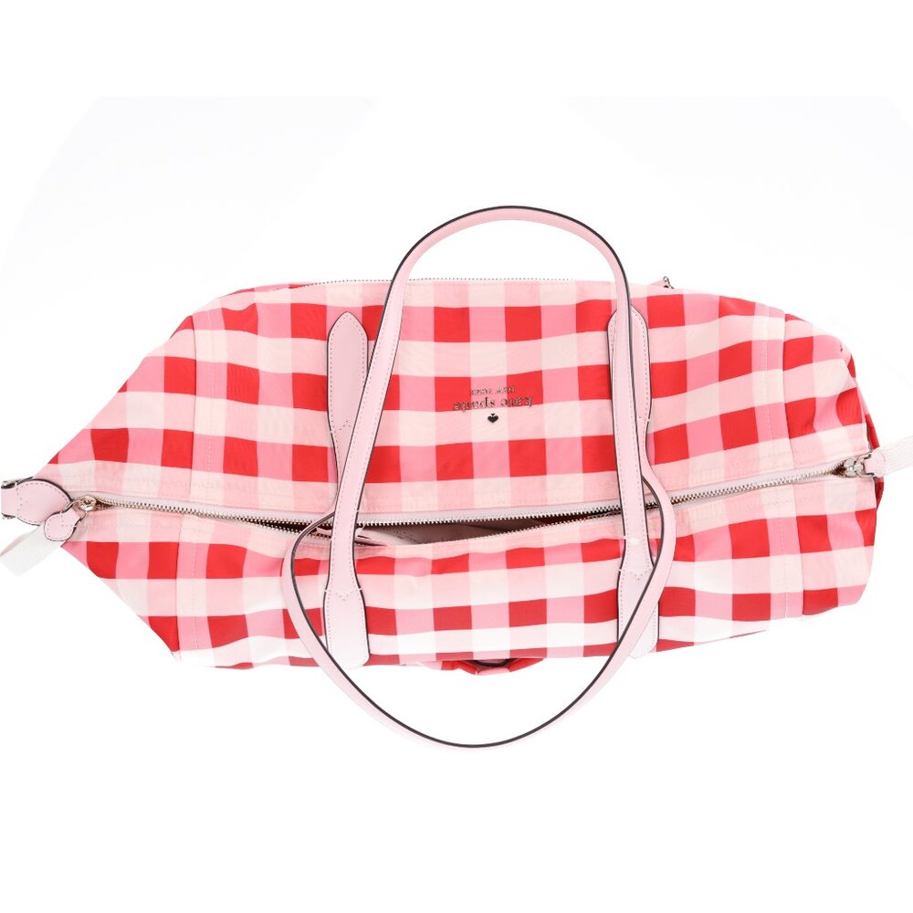 Kate Spade Chelsea Gingham Check Print Weekender Duffle Travel Bag Pink Multi - Picture 3 of 5
